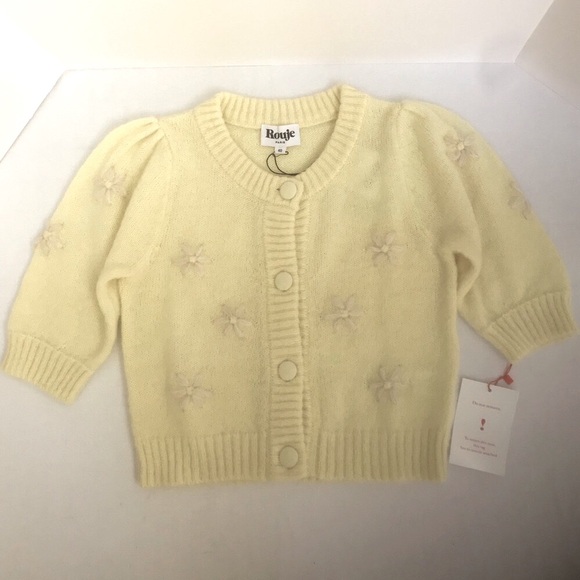 Rouje Paris Romeo Cardigan Sweater in Soft Yellow Size 40/Medium - Picture 3 of 11